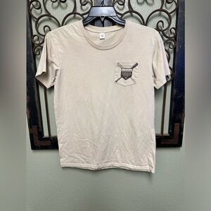 Plate Crate tan short sleeve baseball pocket tee